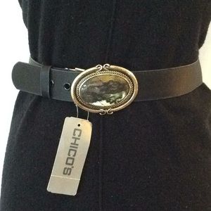 🏵🖤NEW Chico’s Lace Satin Leather Jewel Belt🖤🏵